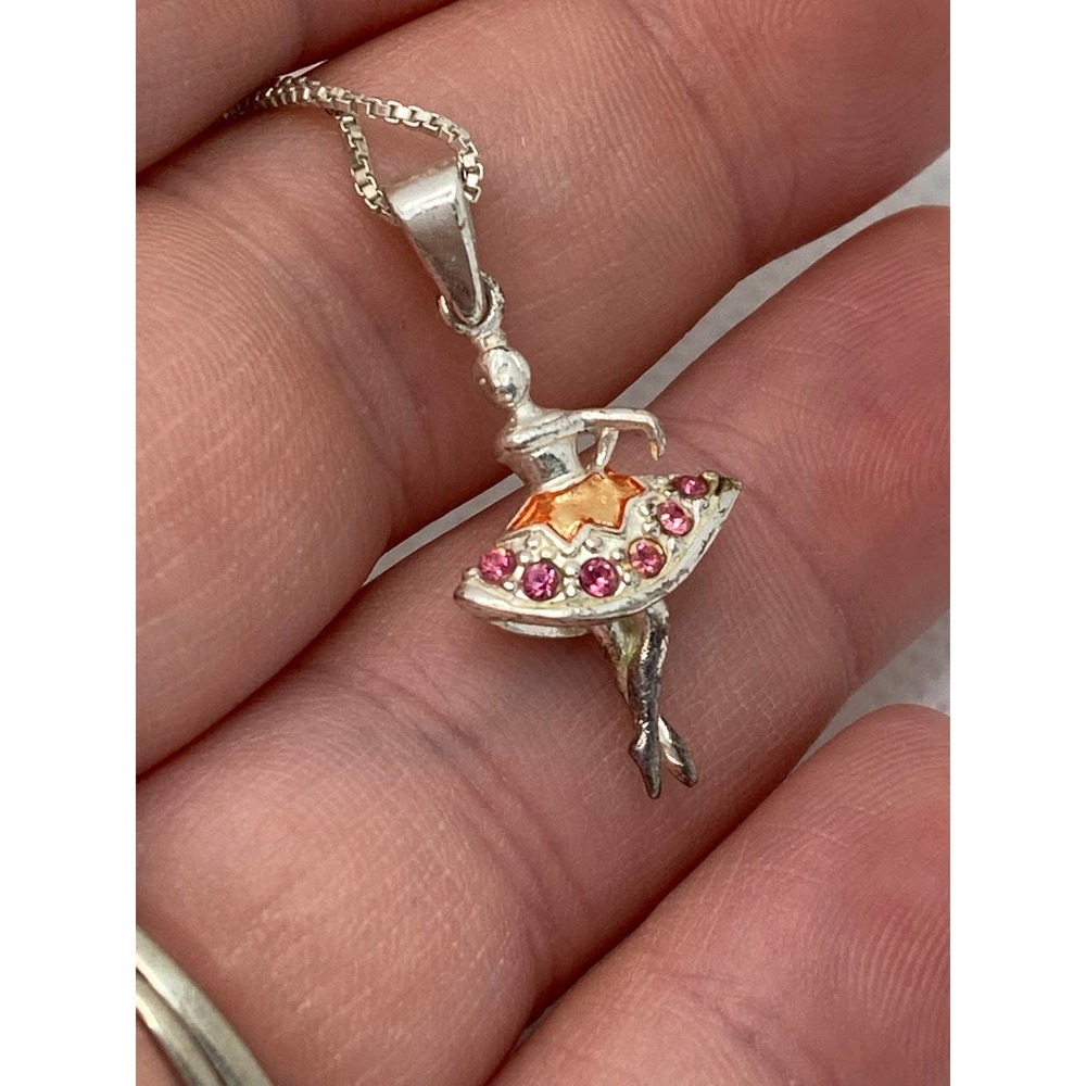 Sterling Silver Marked Ballerina Necklace - Picture 2 of 4
